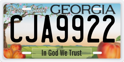 GA license plate CJA9922