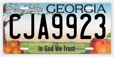 GA license plate CJA9923