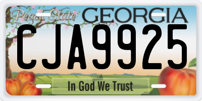 GA license plate CJA9925