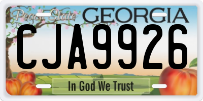 GA license plate CJA9926