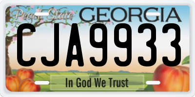 GA license plate CJA9933