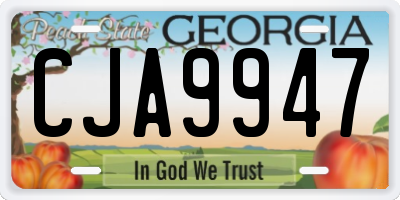 GA license plate CJA9947