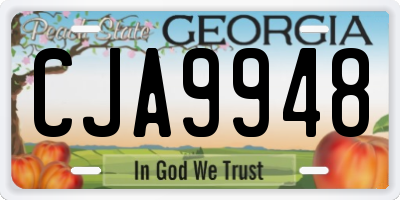 GA license plate CJA9948