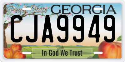 GA license plate CJA9949