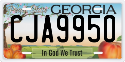GA license plate CJA9950