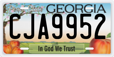 GA license plate CJA9952