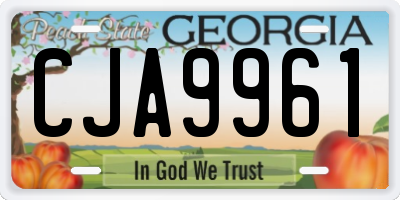 GA license plate CJA9961
