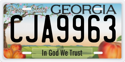 GA license plate CJA9963