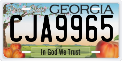 GA license plate CJA9965