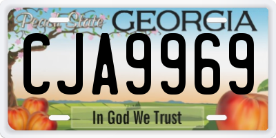 GA license plate CJA9969