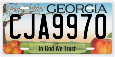GA license plate CJA9970