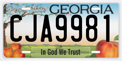 GA license plate CJA9981