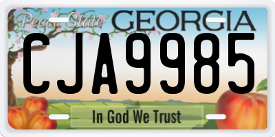 GA license plate CJA9985