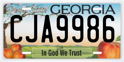 GA license plate CJA9986