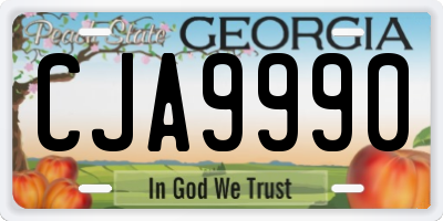 GA license plate CJA9990