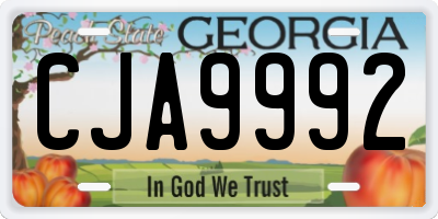GA license plate CJA9992