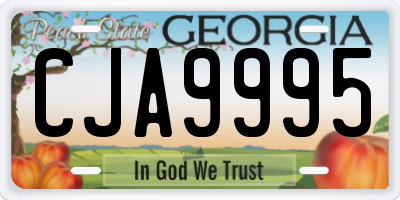 GA license plate CJA9995