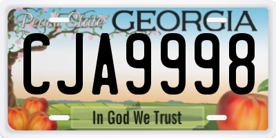 GA license plate CJA9998