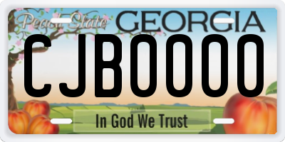 GA license plate CJB0000