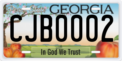 GA license plate CJB0002