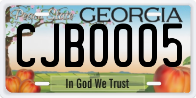 GA license plate CJB0005