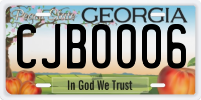 GA license plate CJB0006