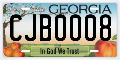 GA license plate CJB0008