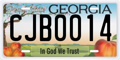 GA license plate CJB0014