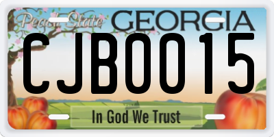GA license plate CJB0015