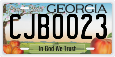 GA license plate CJB0023