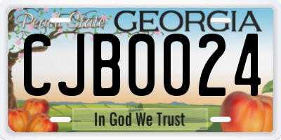 GA license plate CJB0024