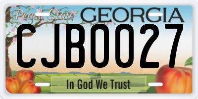 GA license plate CJB0027