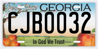 GA license plate CJB0032
