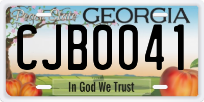 GA license plate CJB0041
