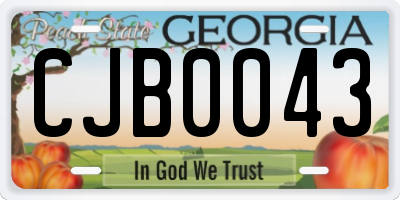 GA license plate CJB0043
