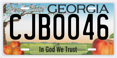 GA license plate CJB0046