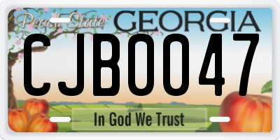 GA license plate CJB0047