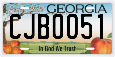 GA license plate CJB0051