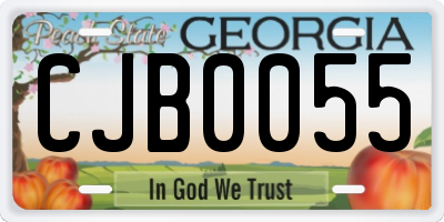 GA license plate CJB0055