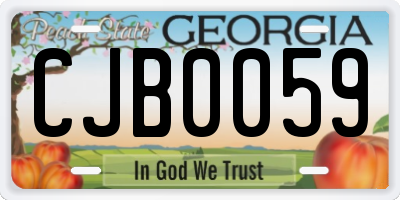 GA license plate CJB0059