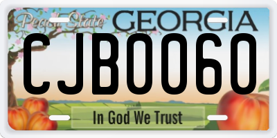 GA license plate CJB0060