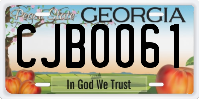 GA license plate CJB0061