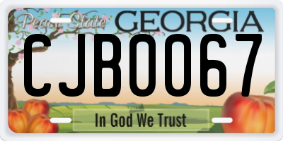 GA license plate CJB0067
