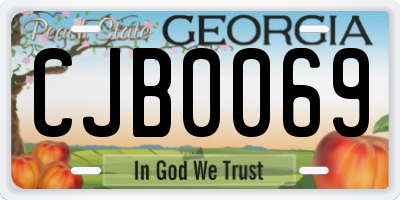 GA license plate CJB0069