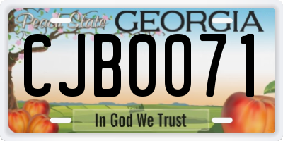 GA license plate CJB0071