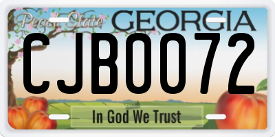 GA license plate CJB0072