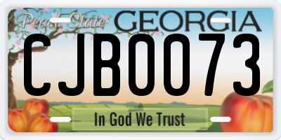 GA license plate CJB0073