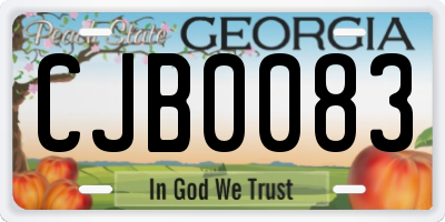 GA license plate CJB0083