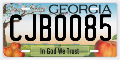 GA license plate CJB0085
