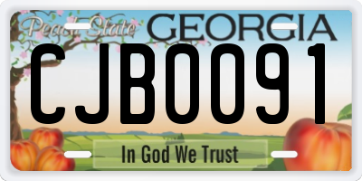GA license plate CJB0091